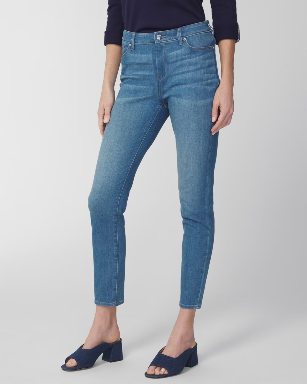New! Chico's Perfect Stretch Girlfriend Slim Ankle Jeans 94% Cotton: Size 1.5