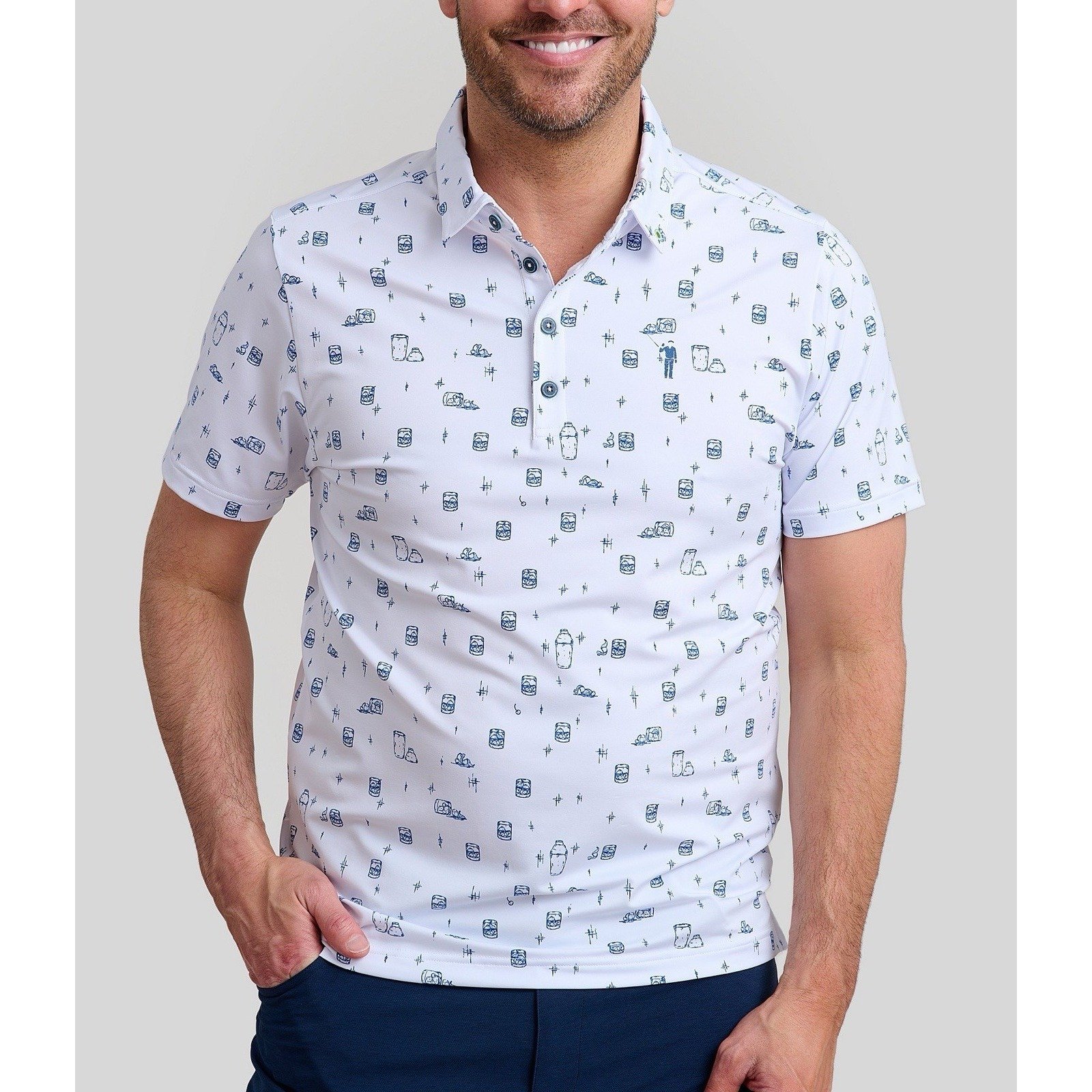 William Murray Shirt Mens Size XXL White Cocktail Golf Polo Performance Knit