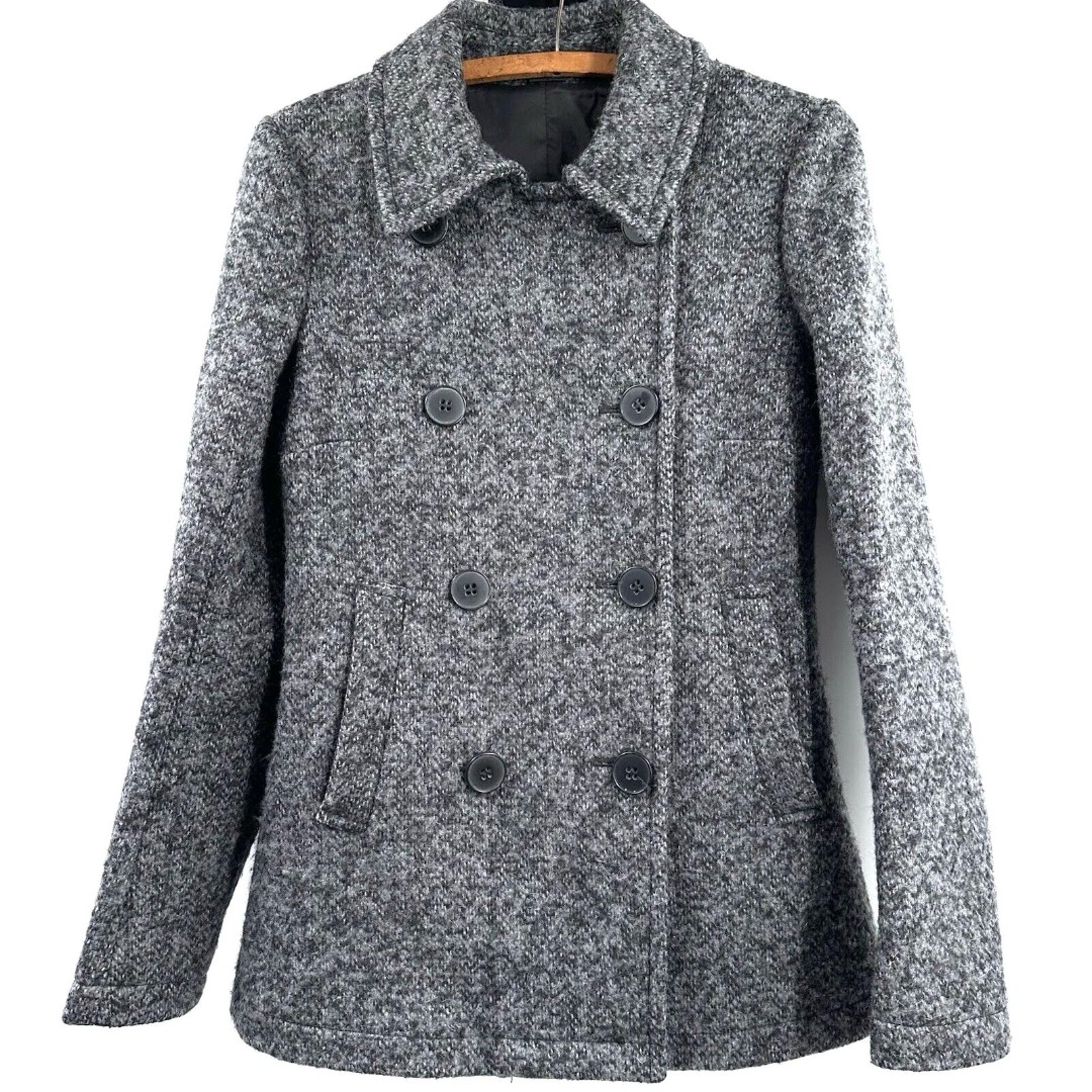 Theory Womens Wool Mohair Blend Pea Coat P XS Katarina Grey Double Breasted