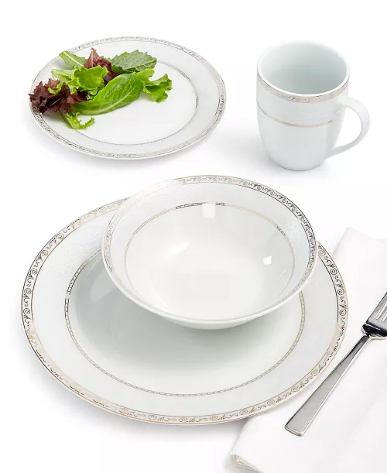 Fitz and Floyd Gold Serif 28-Piece Dinnerware Set