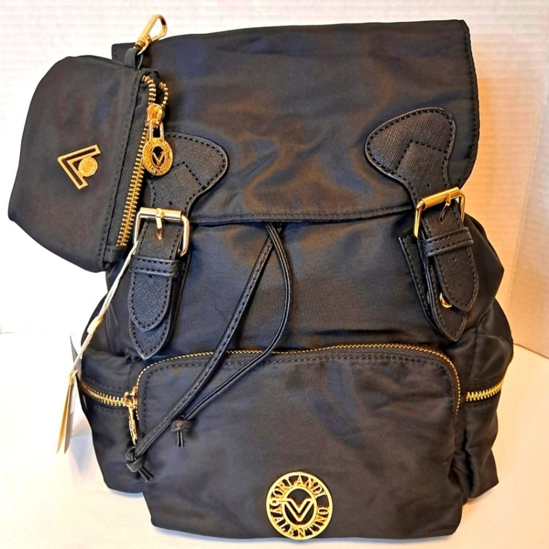 NWT Valentino Orlandi Black Nylon Backpack W/Wallet TSA Carry On Approved