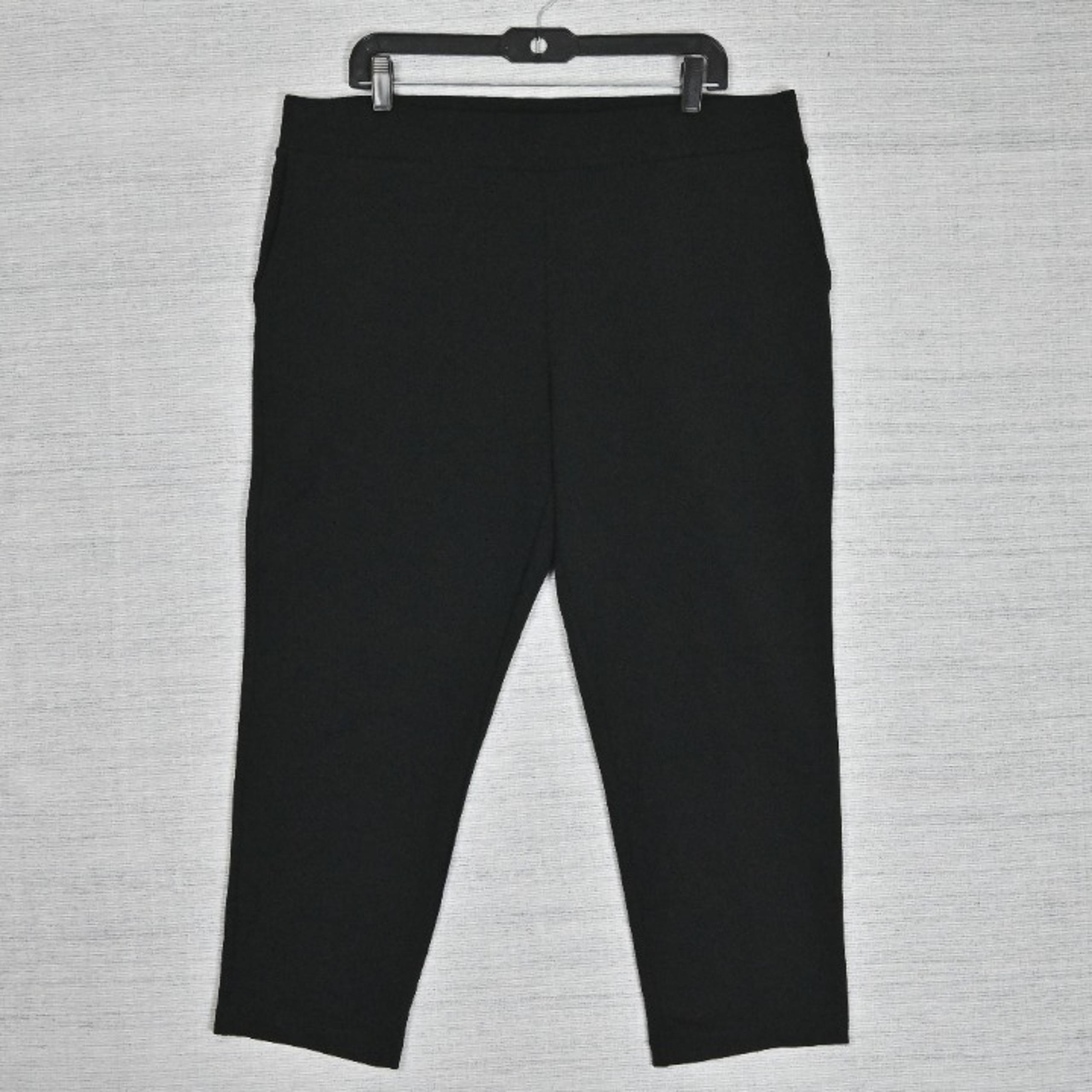 Pure Jill Affinity French Terry Slim Crop Pull On Elastic Waist Pant Sz L Black