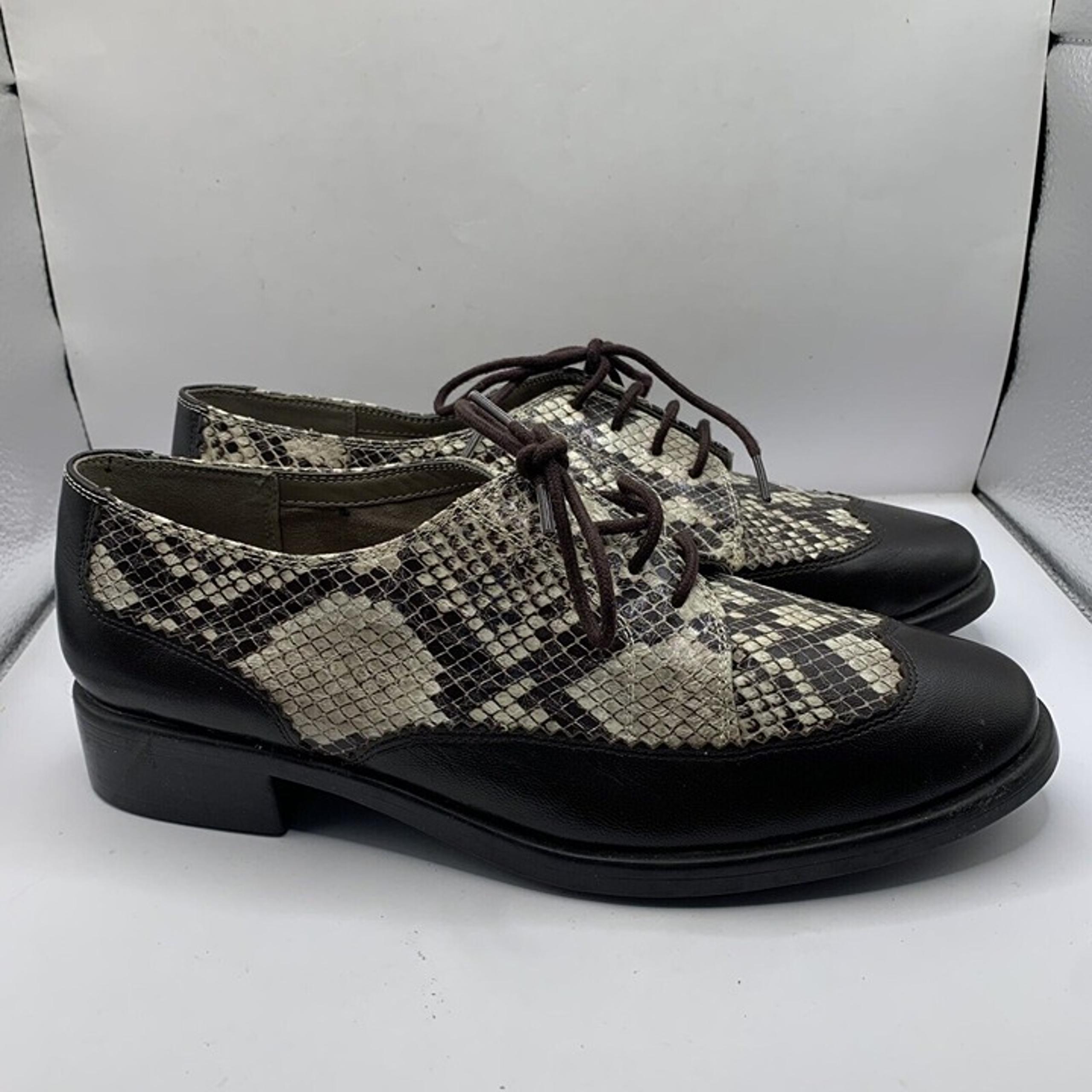 Aerosoles Womens Accomplishment Brown Snake Oxford Lace Up Shoes SZ 10M E3