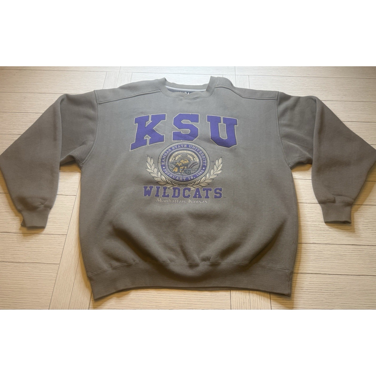 Galt Sand KSU Wildcats Sweatshirt. Cotton, Poly Sz XL Unisex.Crewneck.OliveGreen