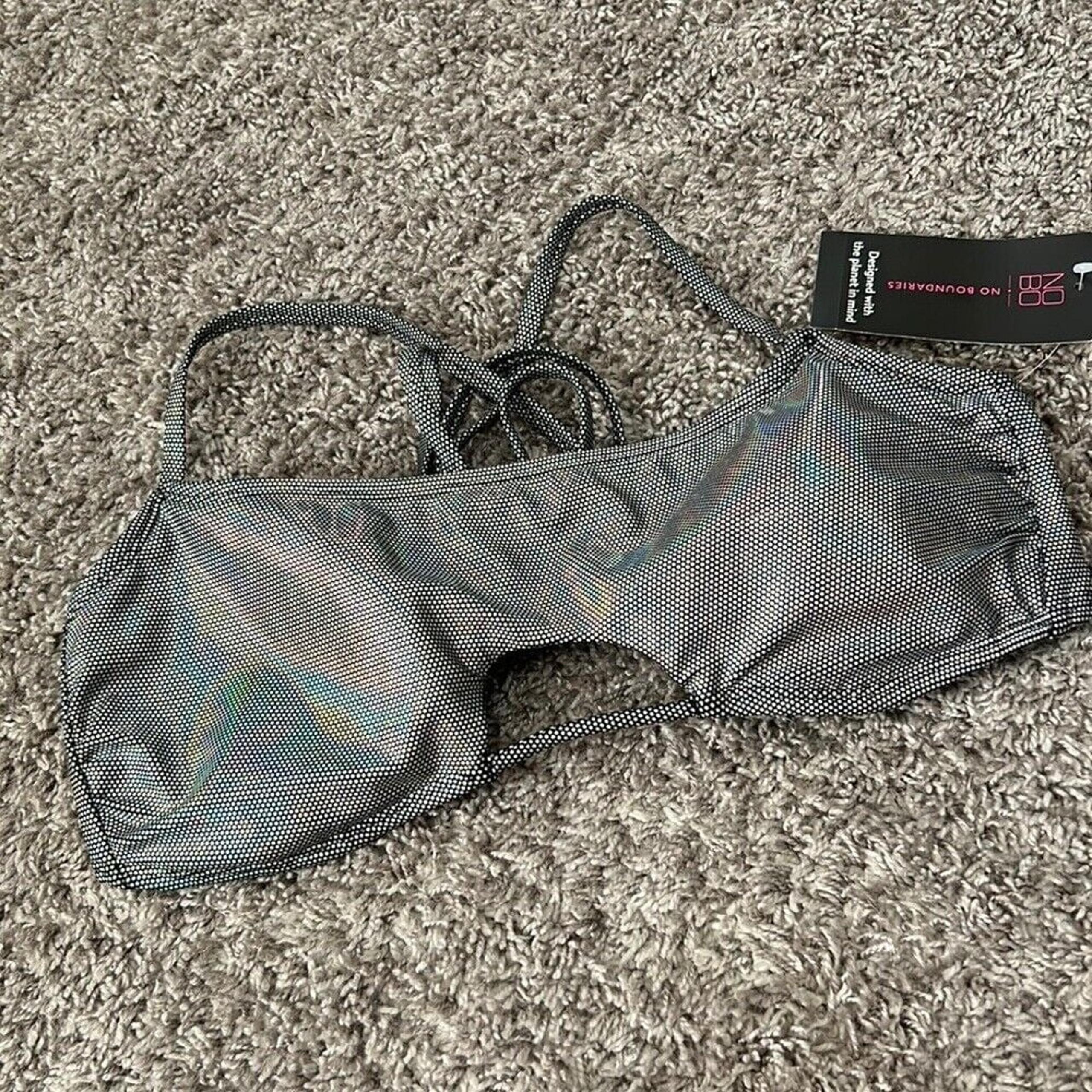 women's foil tie swim top women's large no boundaries metallic adjustable