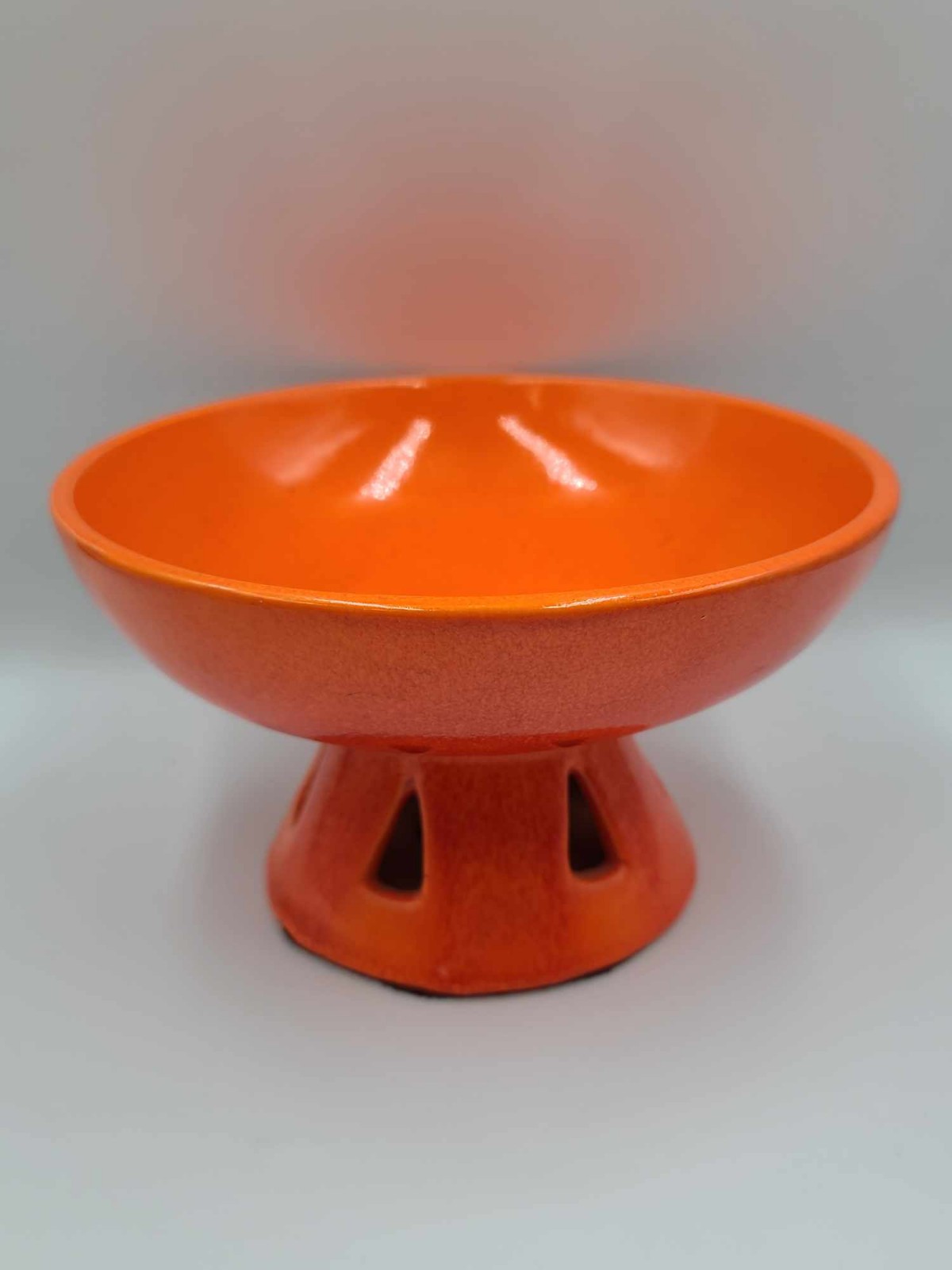 Vintage Heager Pottery Orange candy dish bowl