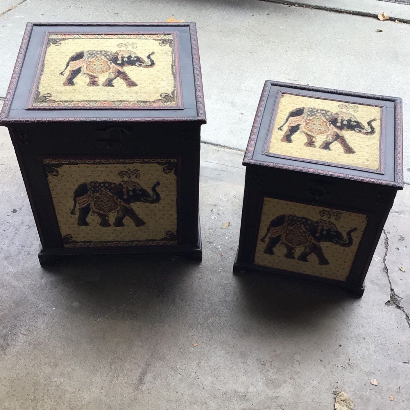 elephant tapestry red mahogany storage b