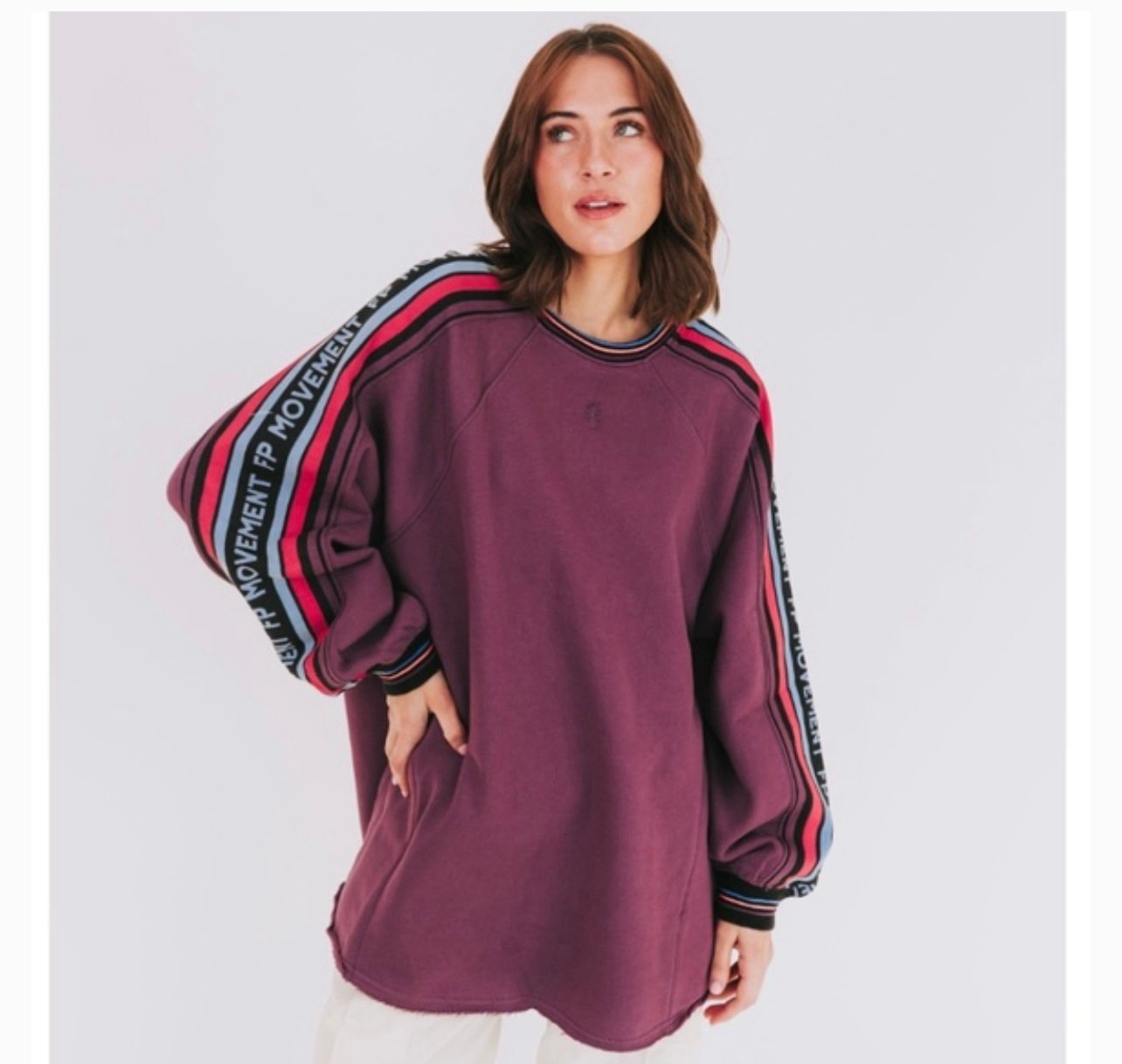 Free People Movement Birdie Pullover Sweatshirt in black tea combo. Size M