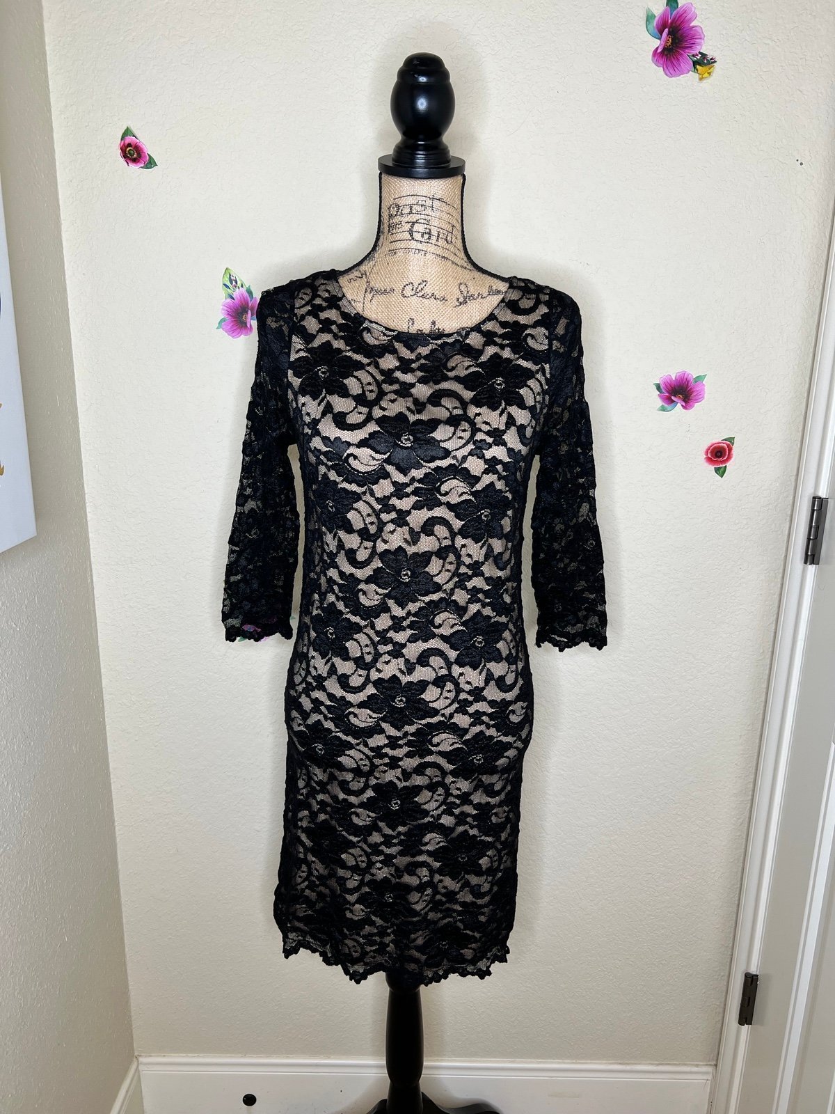 Alexia Admor Black Lace Overlay Dress