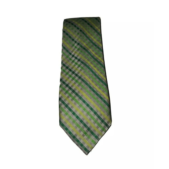 Apt 9 Men's Green & Gray Pinstripe Handmade Classic 100% Polyester Tie Vegan
