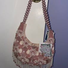 Viral Made in India beaded pink and white bag