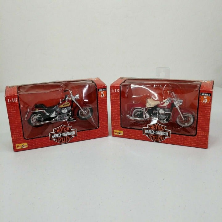 Old Stock 1998 Collectibles Harley Davidson Motorcycles Maisto 1:18 Scale 2 Pack
