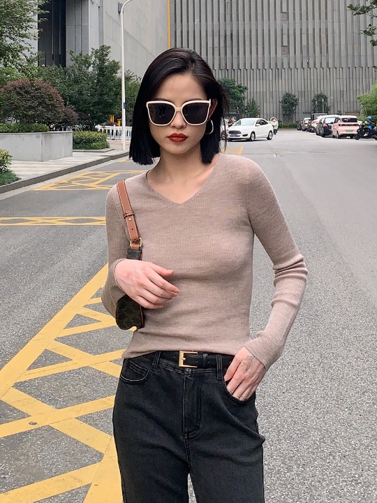 18 needle long sleeve bottoming sweater wool