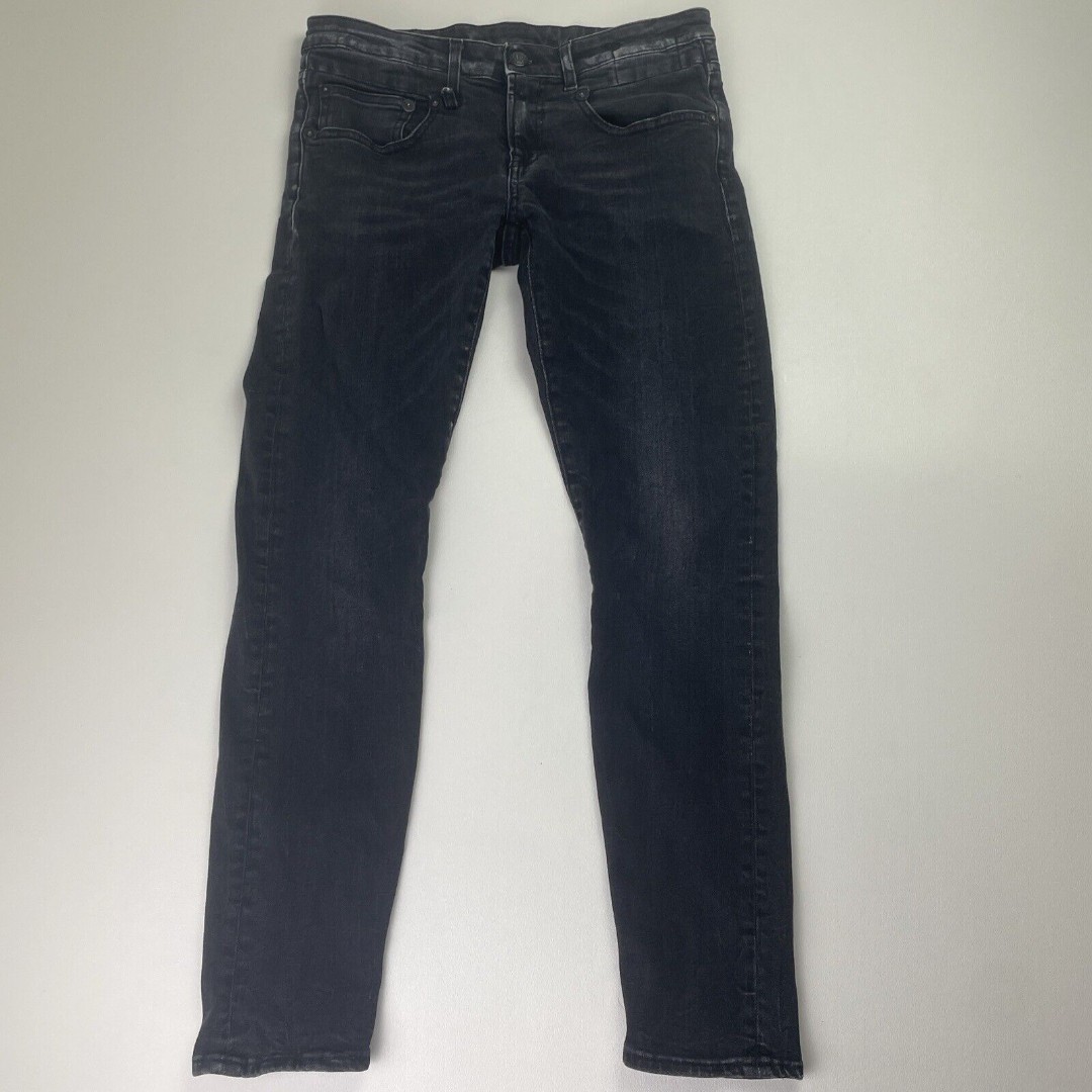 R13 BOY SKINNY Black Stretch Distressed Pants Jeans W25