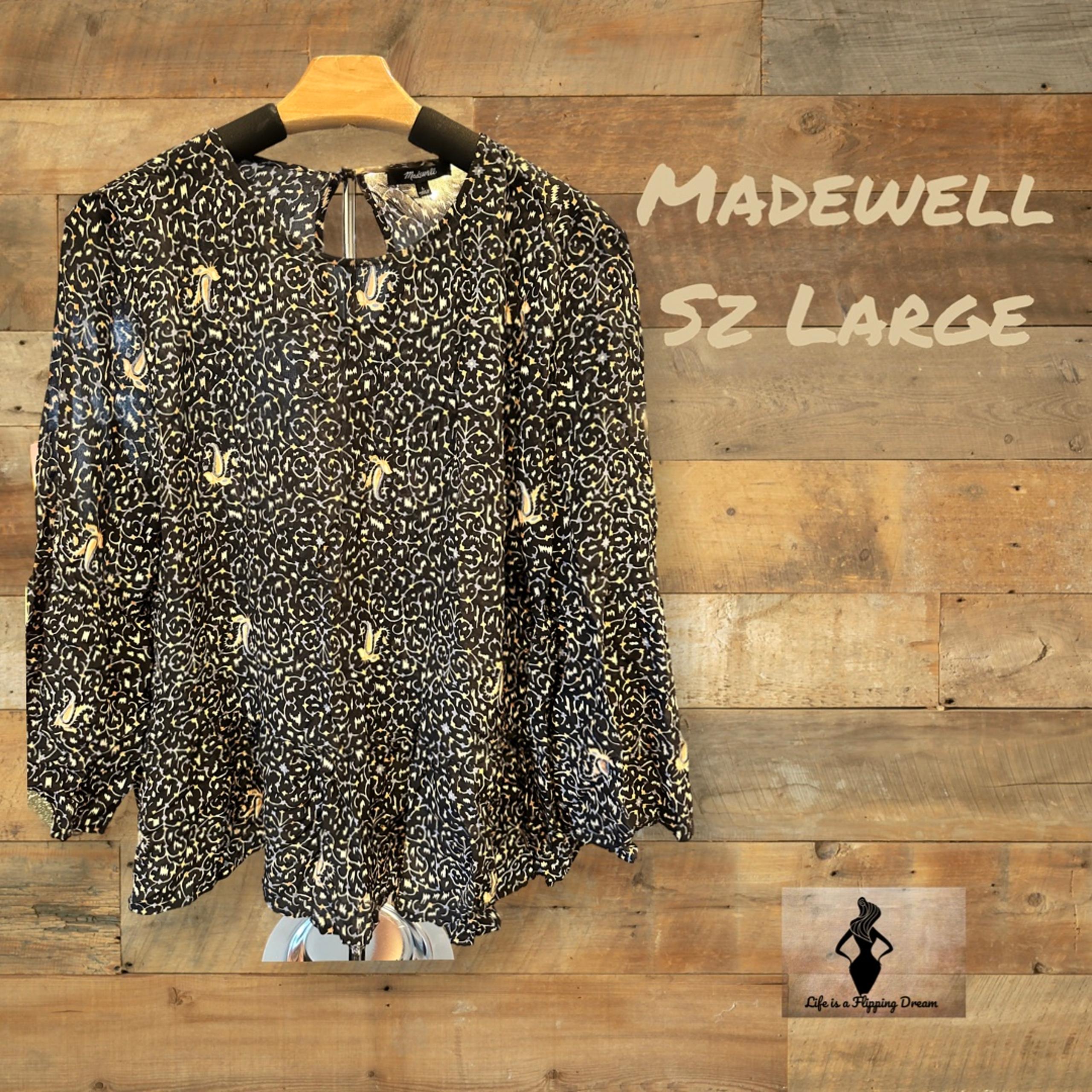 Madewell Women’s Sz Large Floral Flare Sleeve Chiffon Blouse