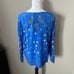 Johnny Was Floral Striped Garden Blouse Shirt Long Sleeve Blue Womens Medium NWT