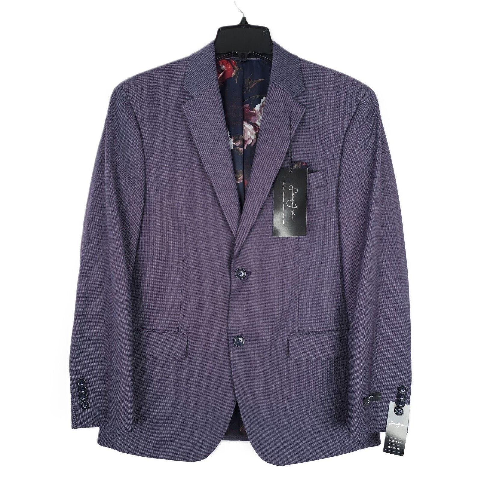Sean John Men's Classic-Fit Stretch Suit Jacket Purple Nailhead 38R NWT