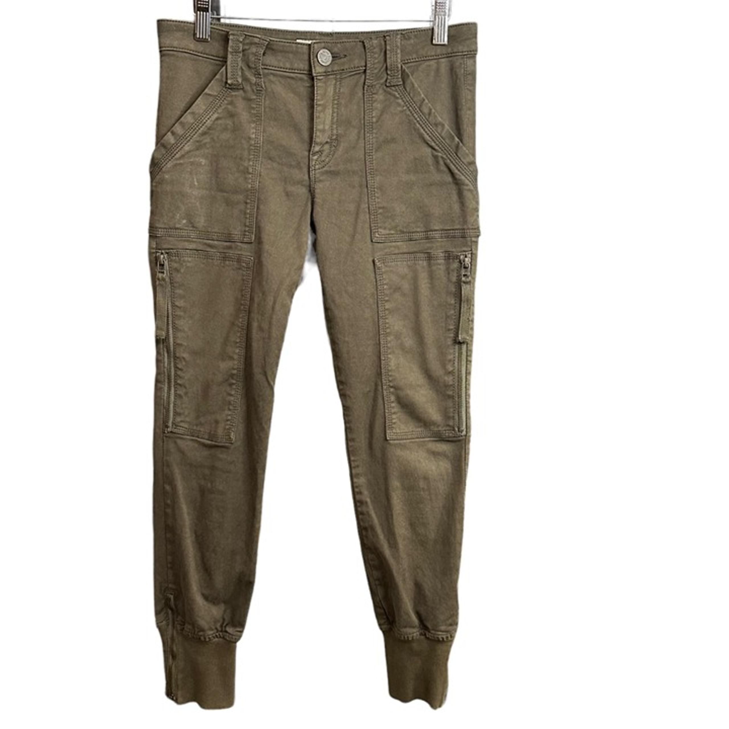 Joie Cotton Blend Denim High Waist Cargo Jogger Pants Army Green Women's Size 27