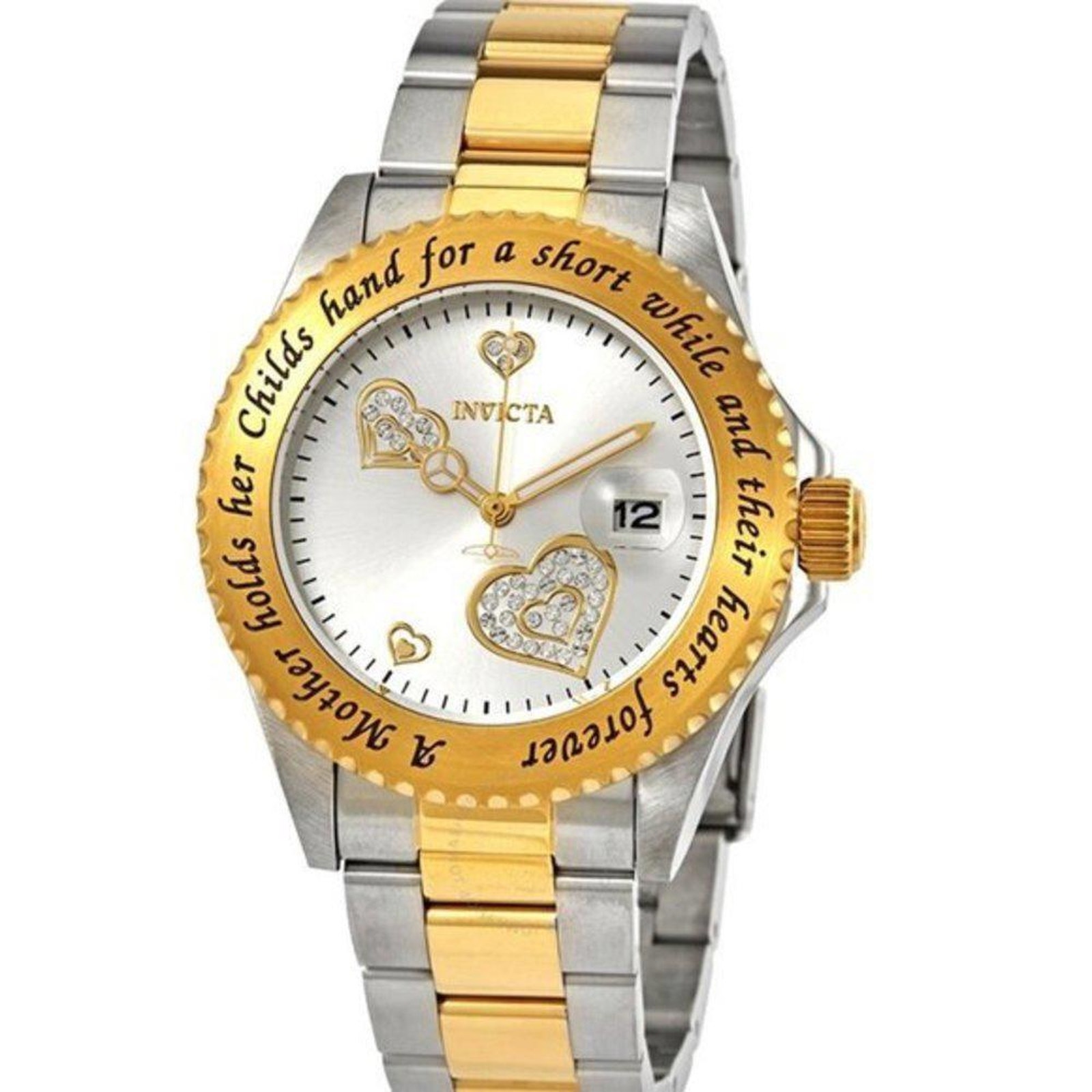 NEW Invicta Angel Crystal-set Stainless & Gold Mothers Watch in Box (INXX054)