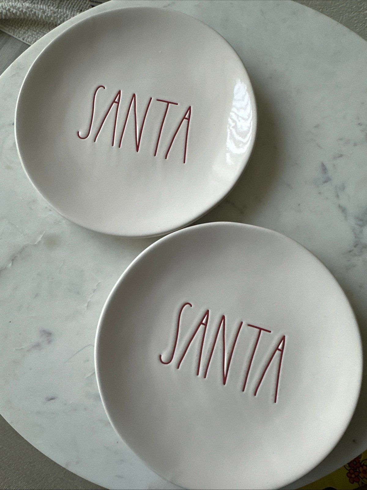Rae Dunn Artisan Collection ByMagenta Santa Plate Red Letters Set Of 2 Christmas