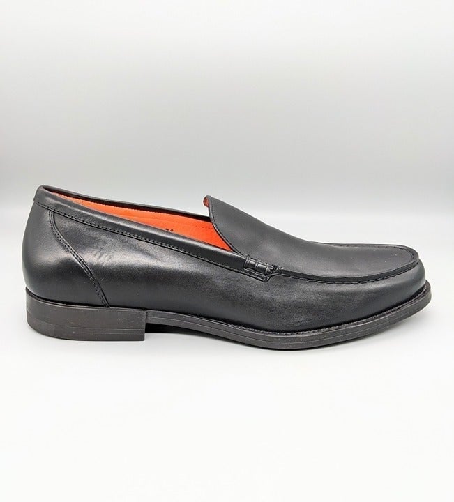 NIB Santoni Faith Men's Black Leather Loafers Almond Toe Size 8.5 (MSRP 750)