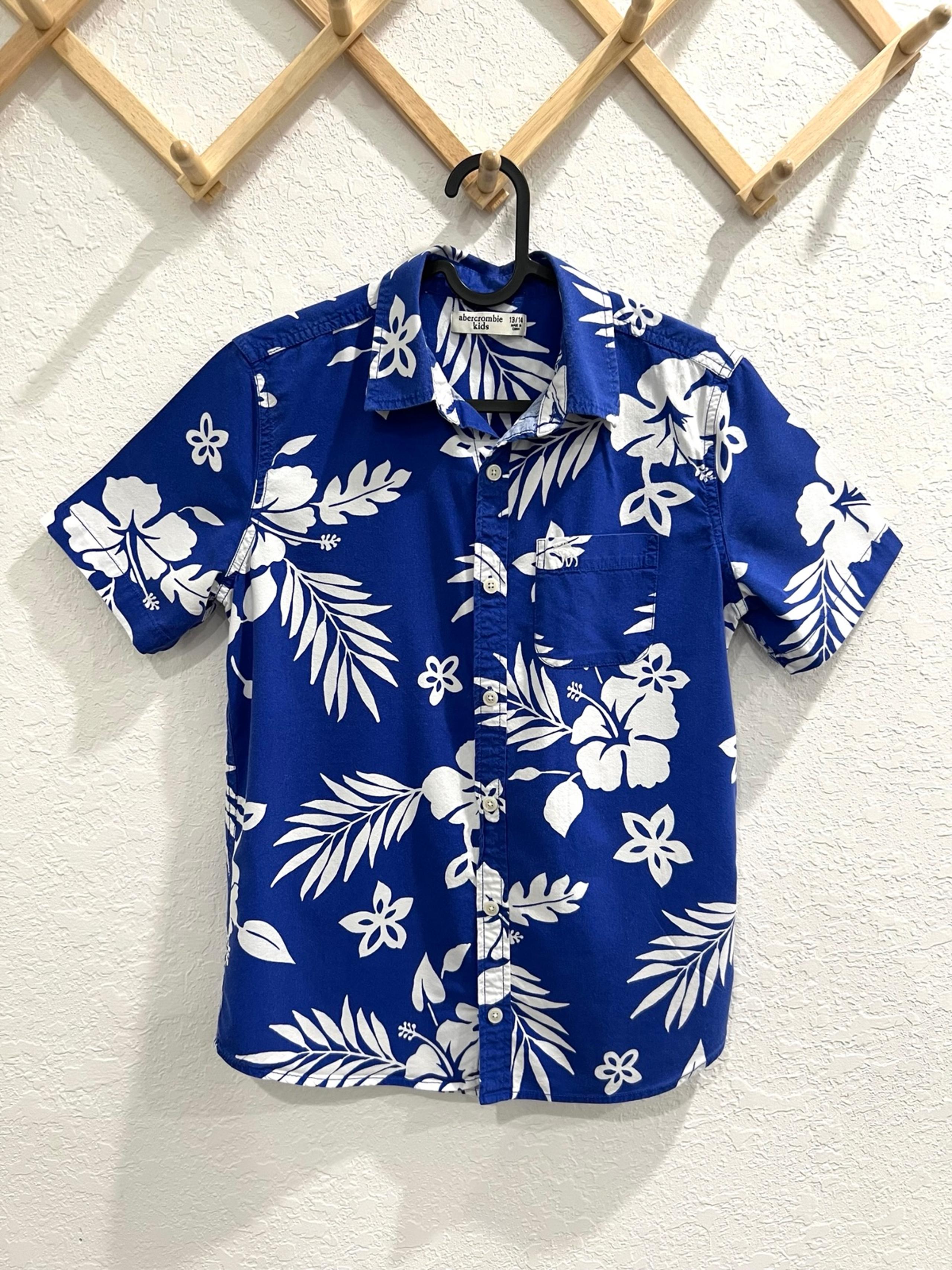 Floral Button Down Short Sleeve Shirt Boys Size 13/14 - abercrombie kids