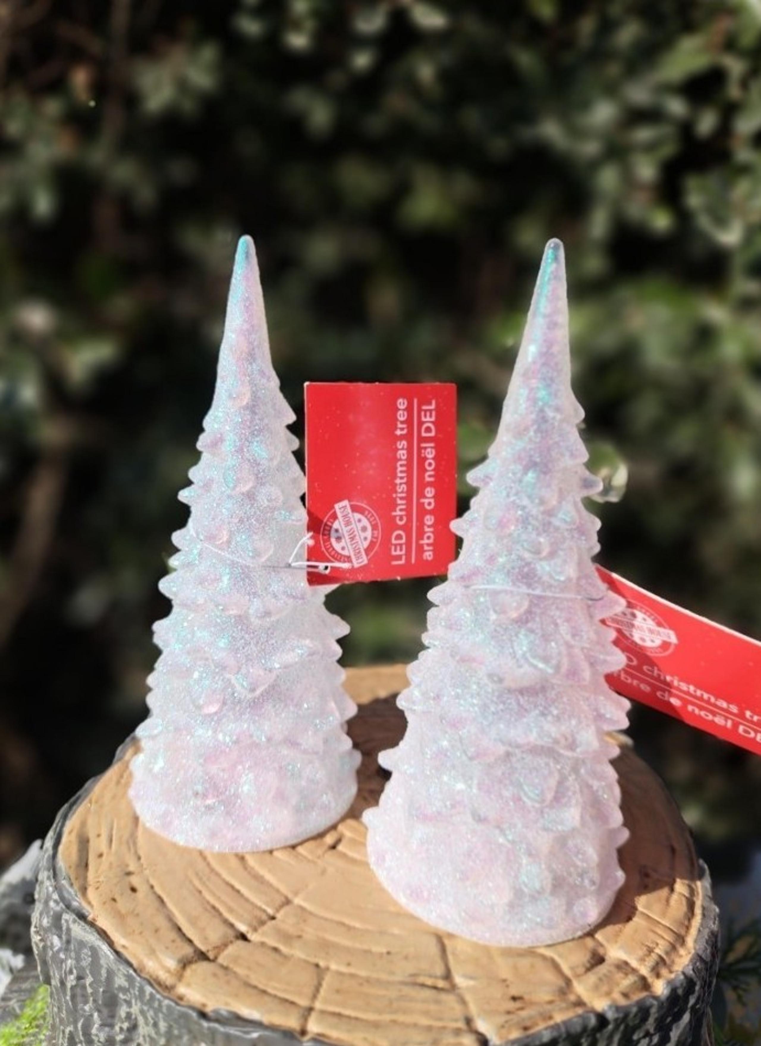 2 NWT Iridescent Rainbow LED Light up Glittery Christmas Trees