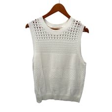 LOFT White Cotton Knit Sleeveless Sweater Tank // XL