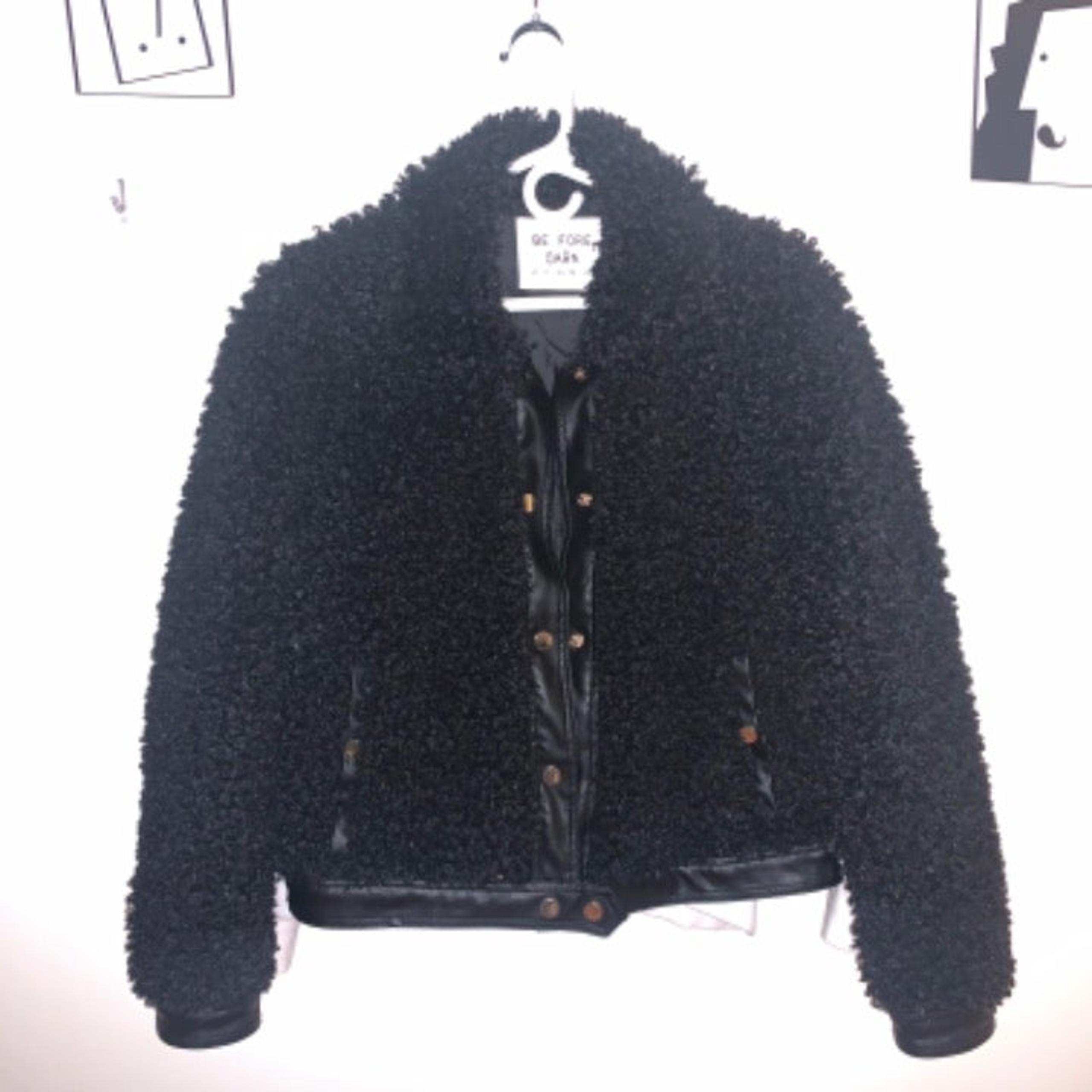 LF stores black fluffy  coat Size 6