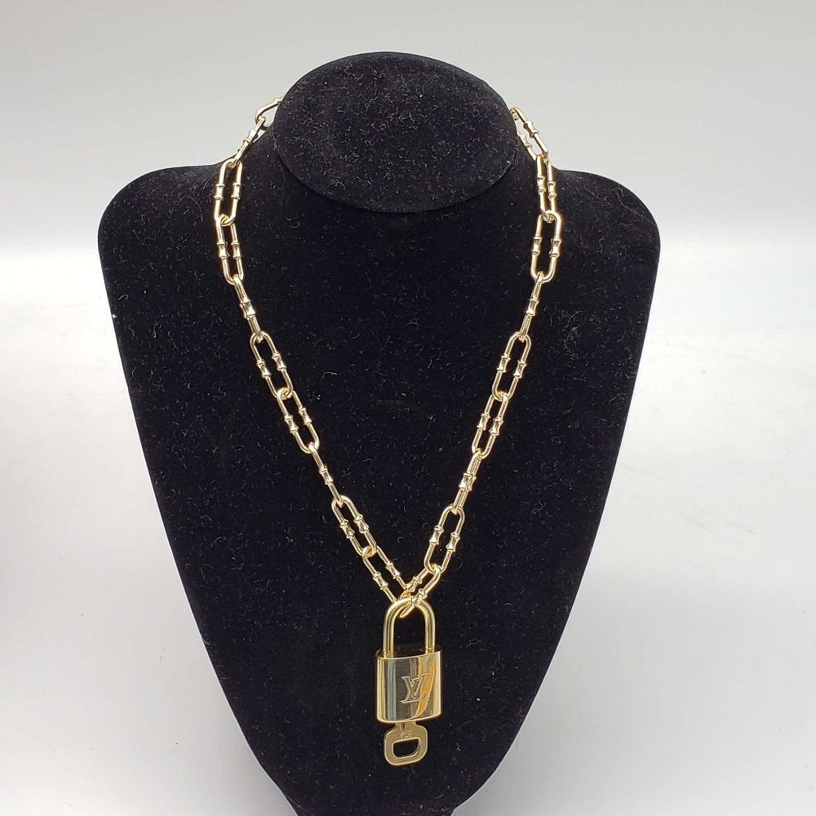 Authentic Louis Vuitton Lock and Key Gold Color with Gold Plated Chain Necklace