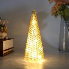 Table Top Christmas Tree Decorations with Fairy Lights,Gold Mercury Glass Finish