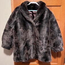 Hillmoor New York Luxurious Gray/BrownnFaux Fur Coat Vintage 70's (Size X-Large)