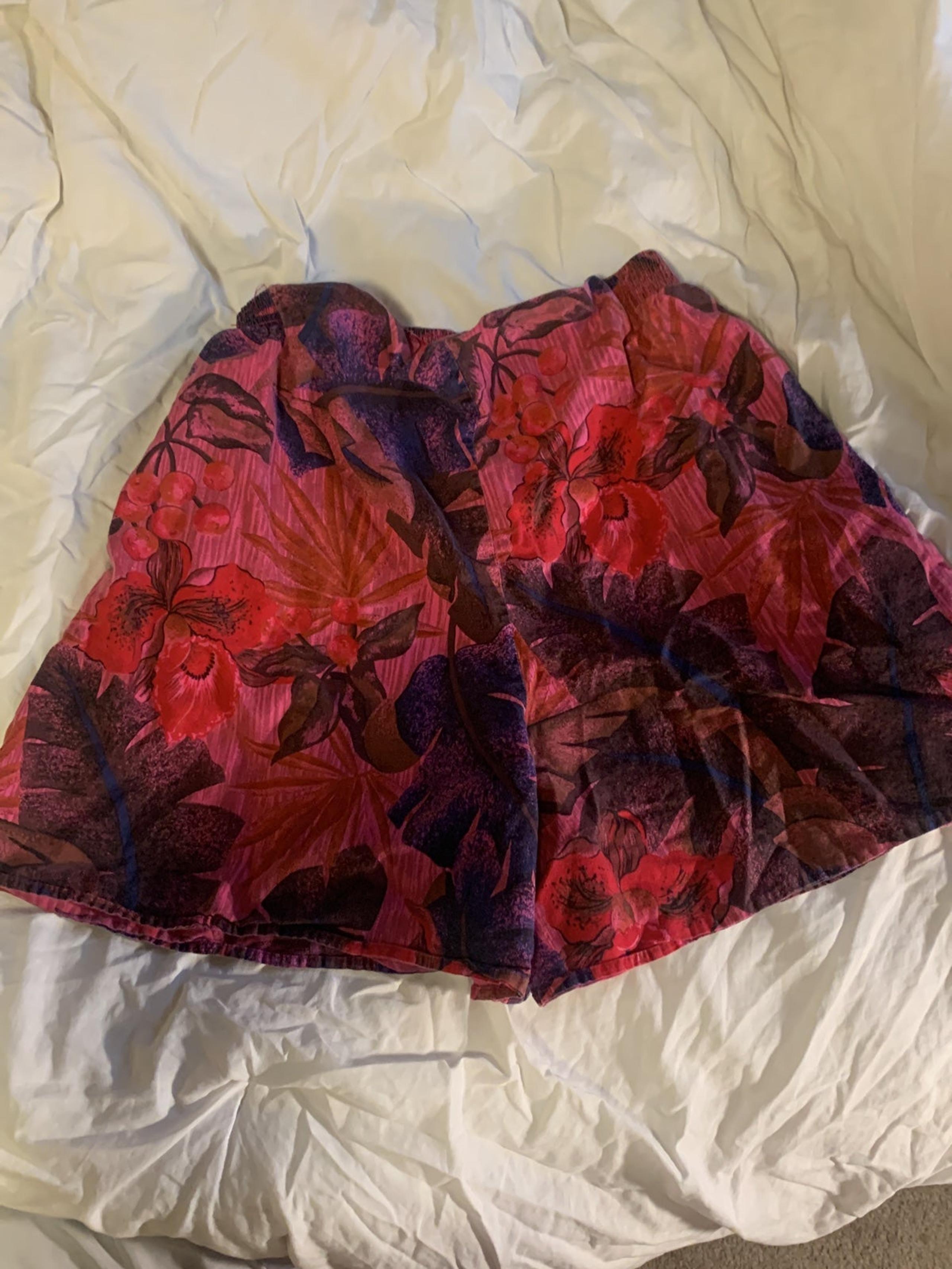 Vintage floral skirt shorts tropical pink