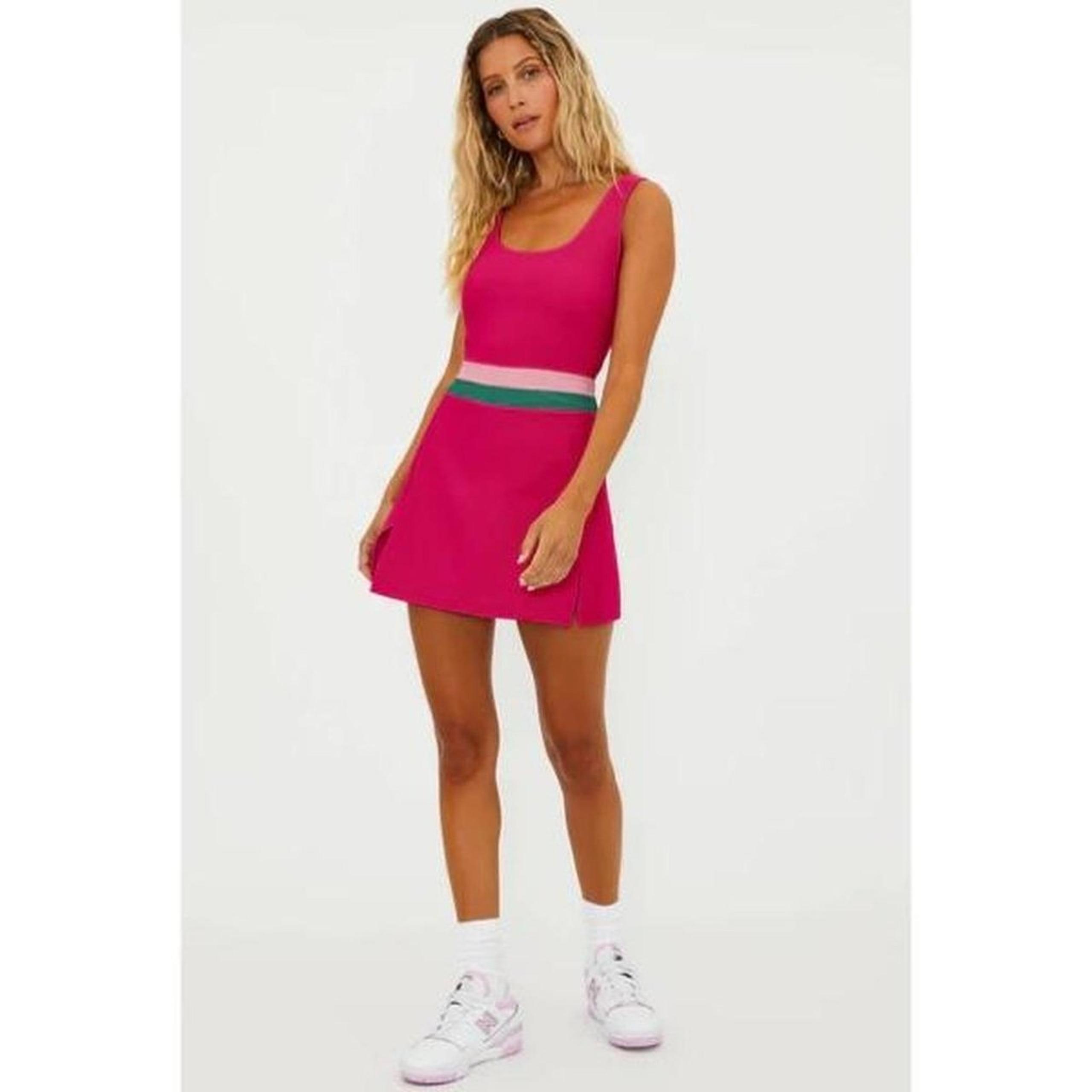 This is a pre-owned, like new, Beach Riot Remi Dress in Bright Fuchsia Colorblock, size XS
