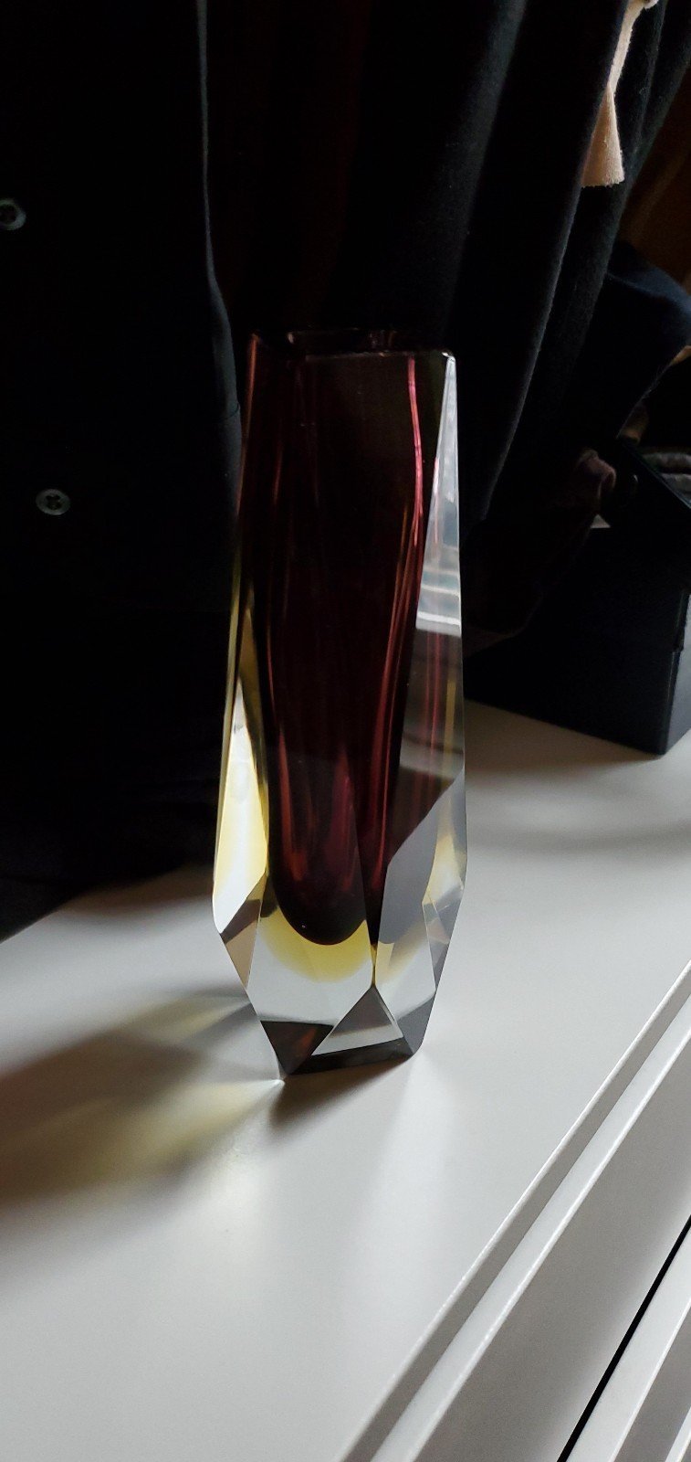 murano faceted sommerso glass vase 8inch