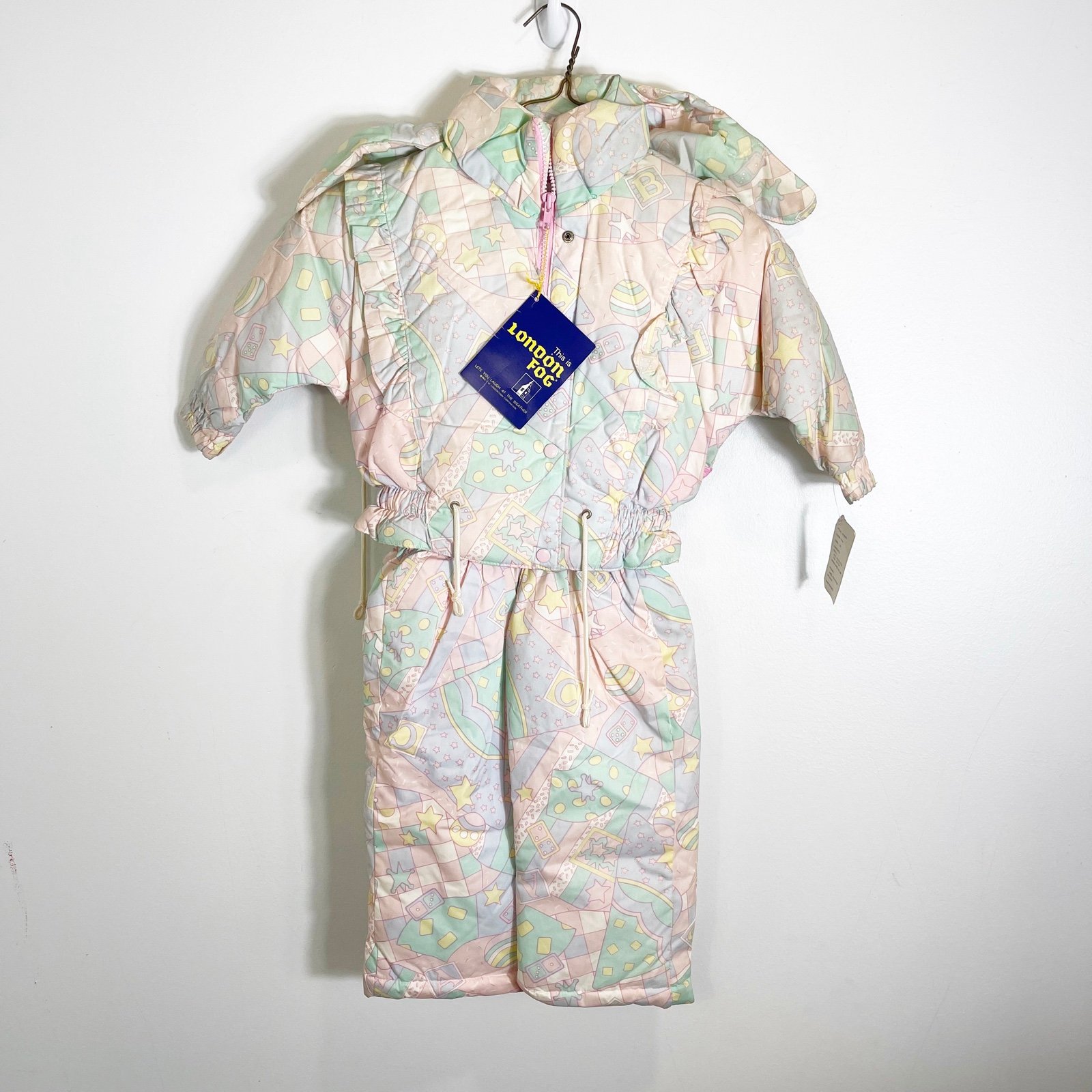 Vintage Neon 80s 90s Nylon Powder Snow Suit Jumper London Fog Fairy Kei Girls 3T