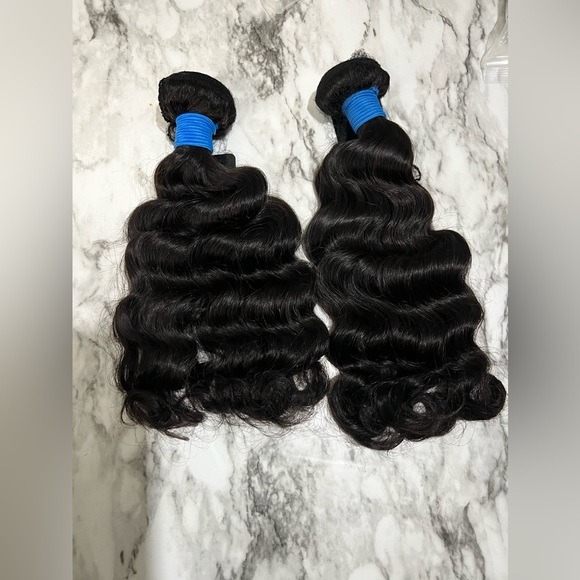 14” & 16” Deep wave Black Human hair Extensions | Two bundles 200grms