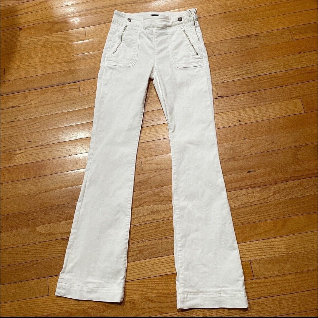 KORAL Bloomingdales Y2K Womens White Sailor Flare Jeans Size 26 Inseam 33” EUC