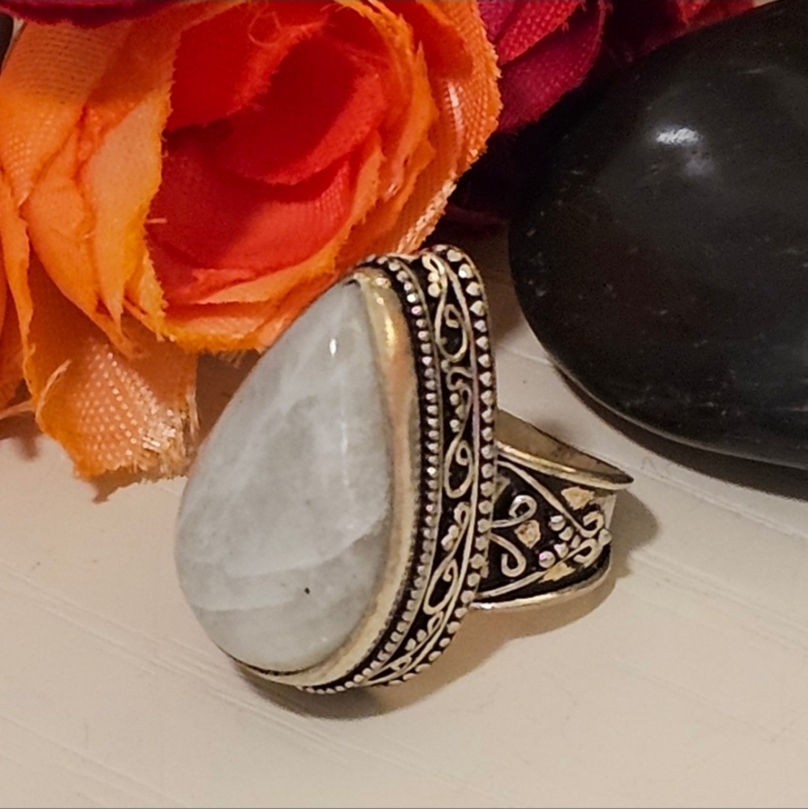 Rainbow Moonstone Ring - brings balance