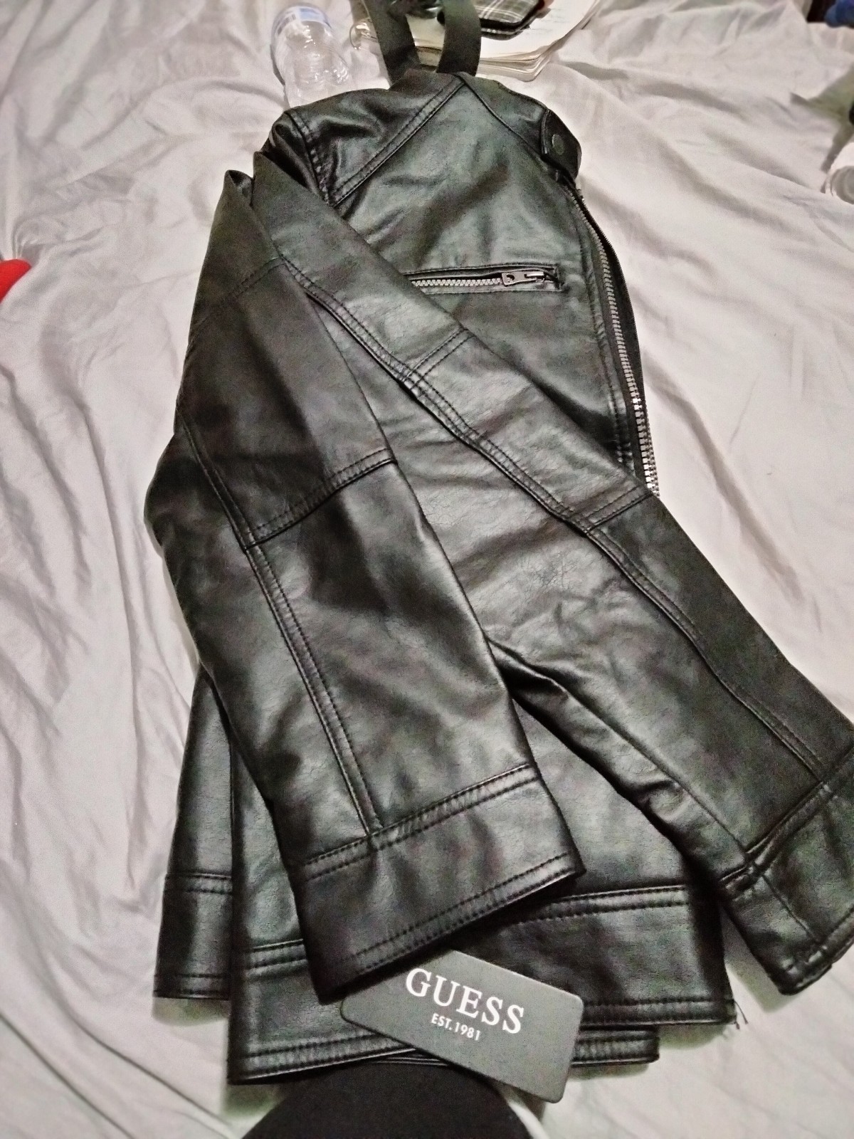 Michael kors leather jacket with hoodie