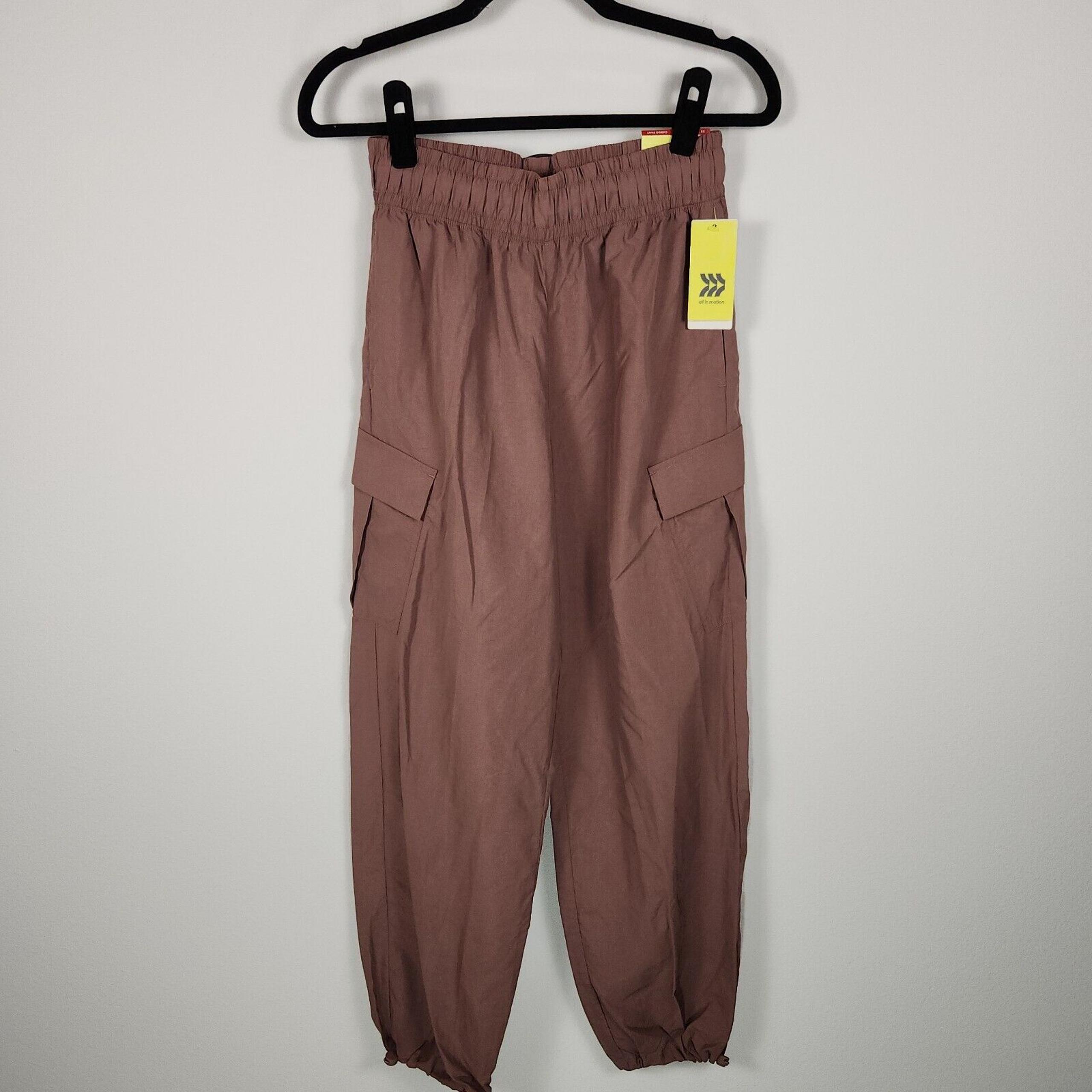 Women's Cargo Parachute Pants Lightweight UPF 50+ All in Motion Brown XS NWT