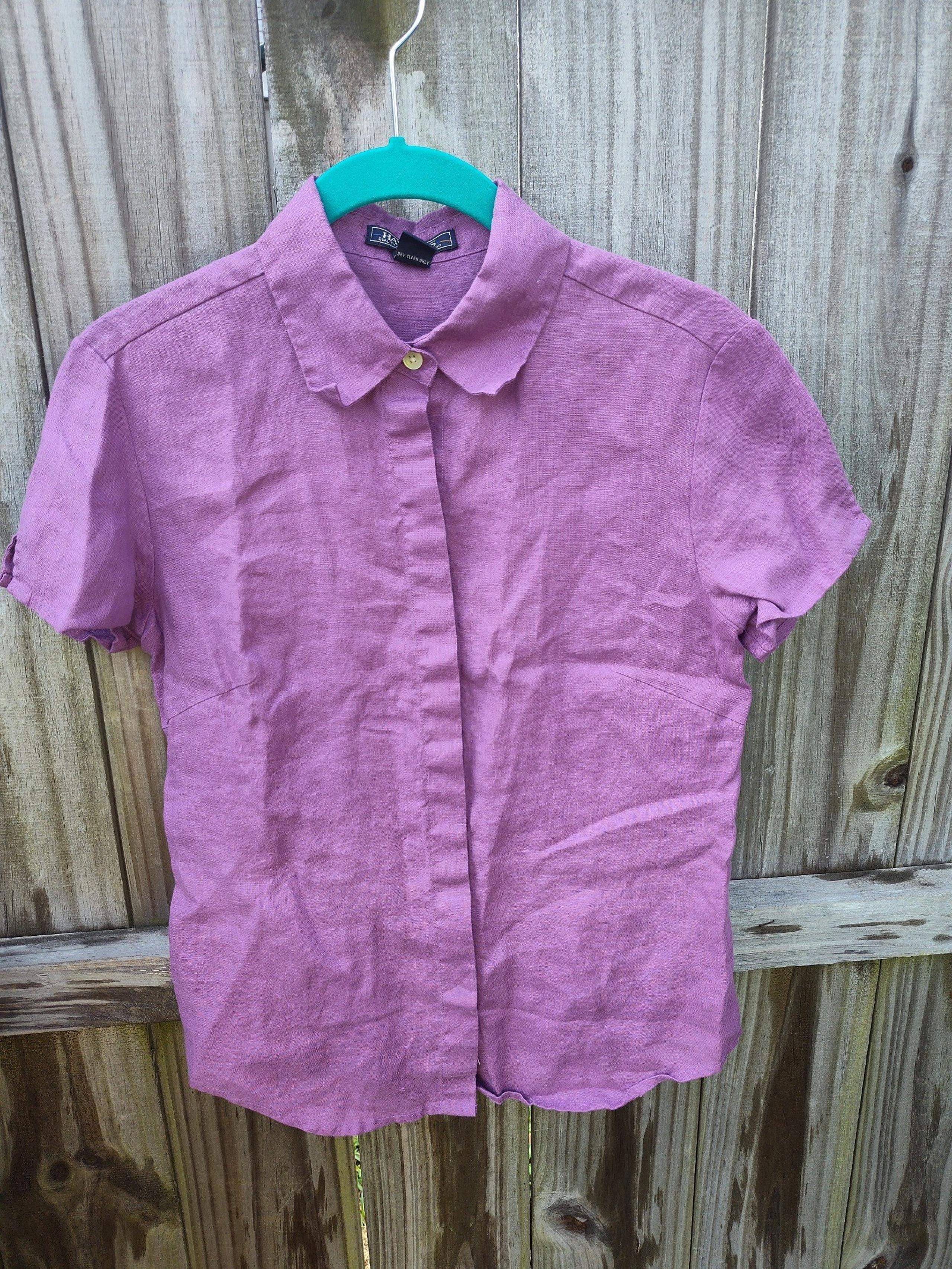 Vintage HAROLD'S Purple Linen Shirt Size 4