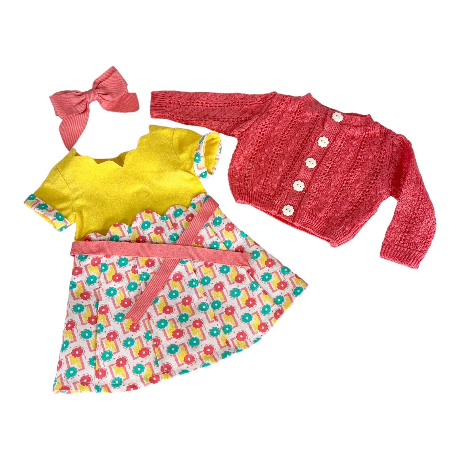 American Girl Doll Clothes KIT PHOTOGRAPHER OUTFIT Dress Sweater Hair Bow NWOT