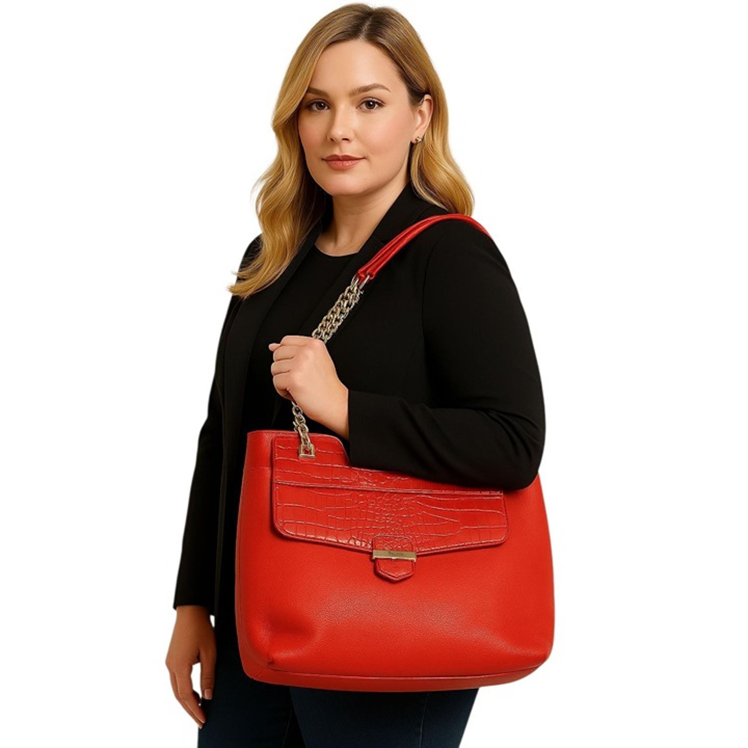 Olivia & Joy Shoulder Bag Handbag Tote Purse Red Vegan Leather WOMEN'S WOMAN'S