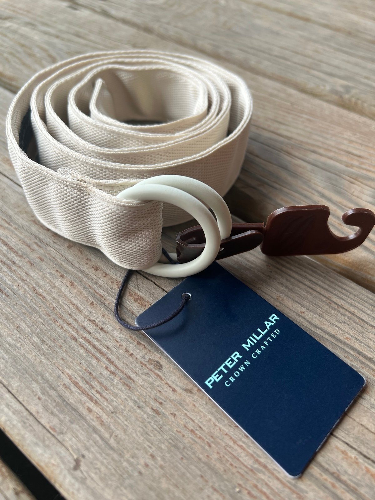 PETER MILLAR NWT Crown Crafted Performance Ring Belt Cream White Size XXL