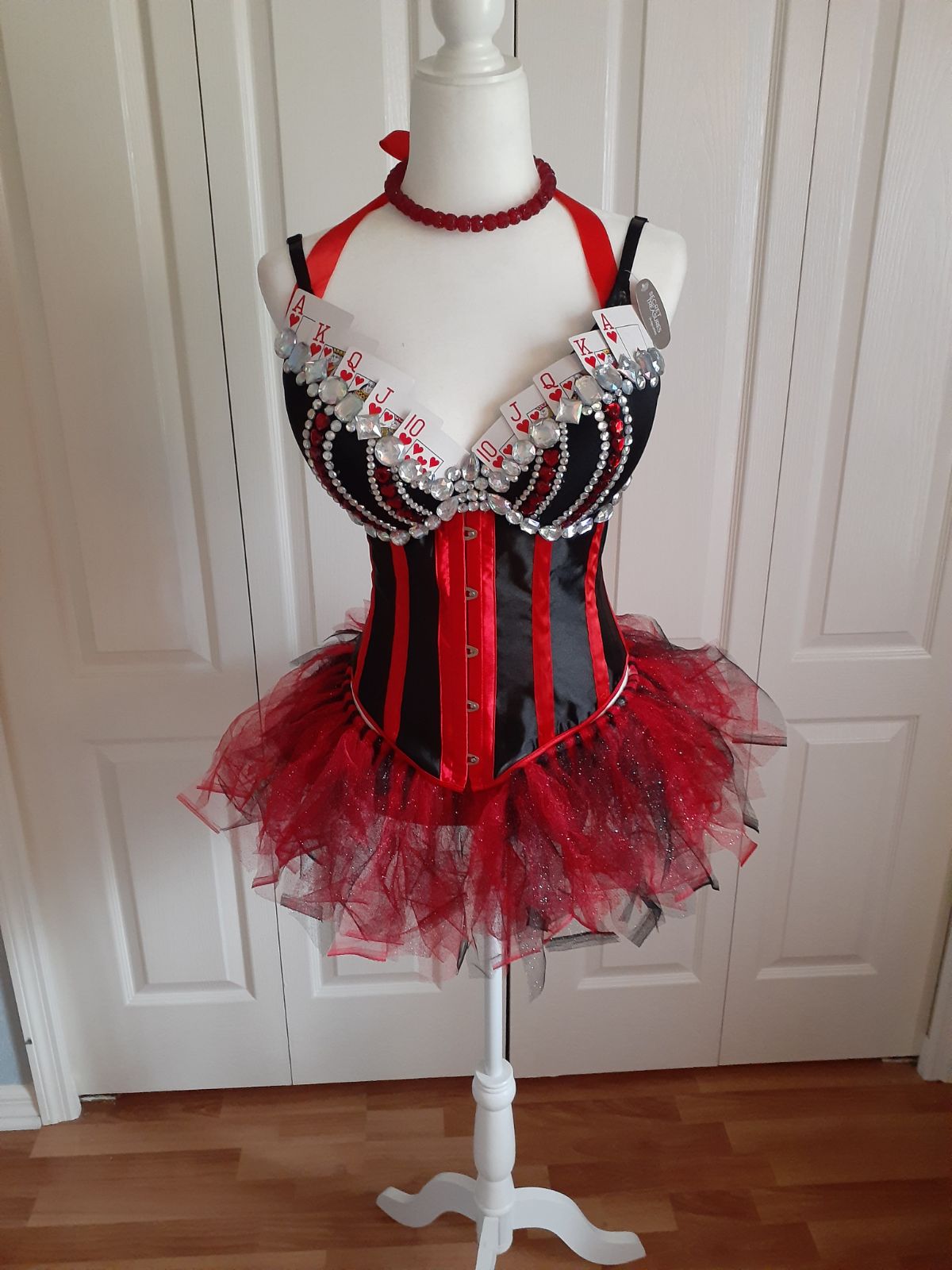 Red queen costume with matching shoes