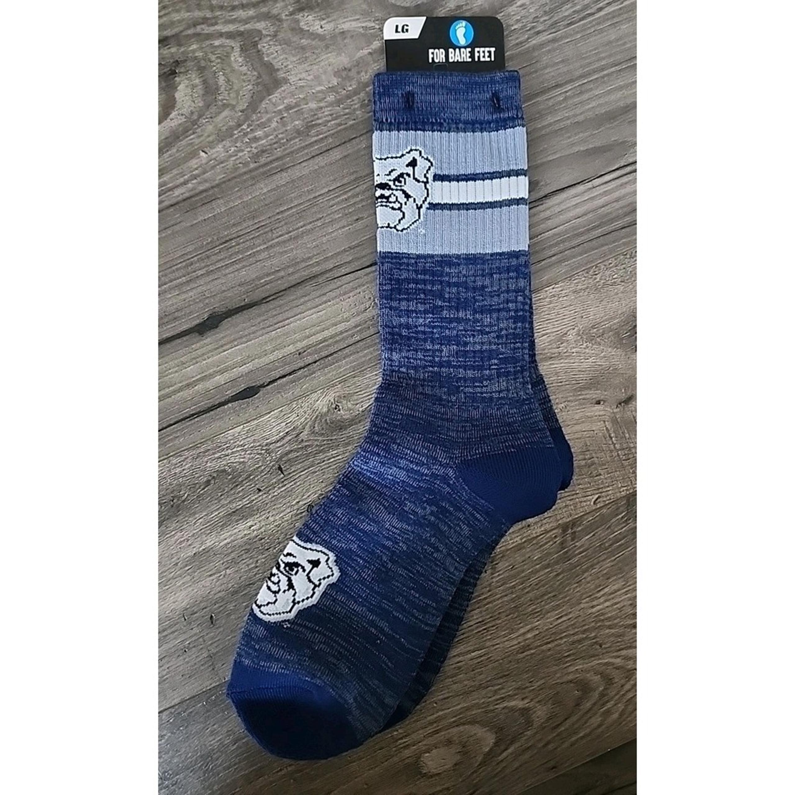 Butler Bulldogs Crew Socks Large Size 10 to 13 Striped For Bare Feet New