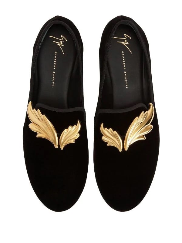 giuseppe zanotti black cruel slip-on velvet loafers