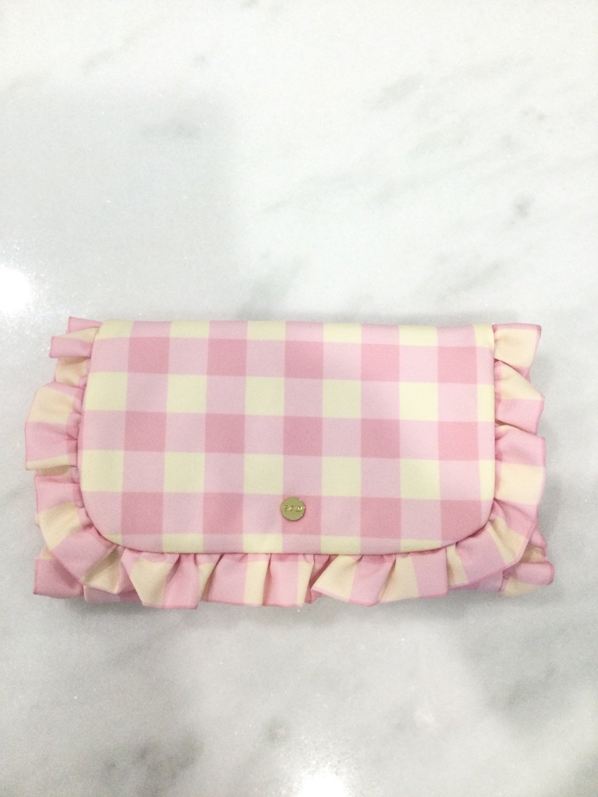 Stoney Clover Lane Jewelry Roll Ruffle Pink Gingham