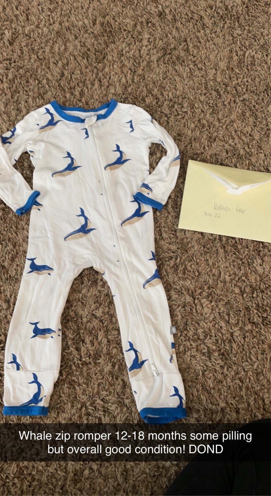 Whale zip romper